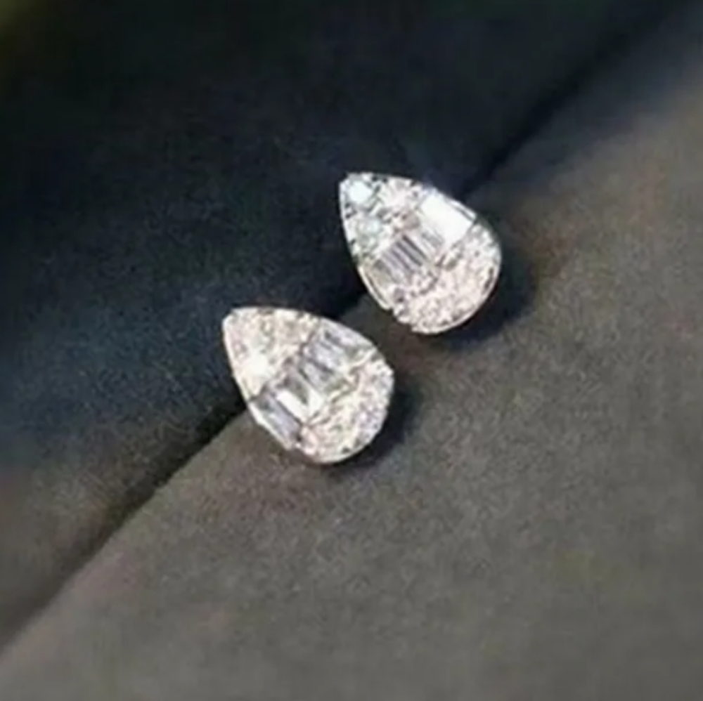 New cz silver post earrings